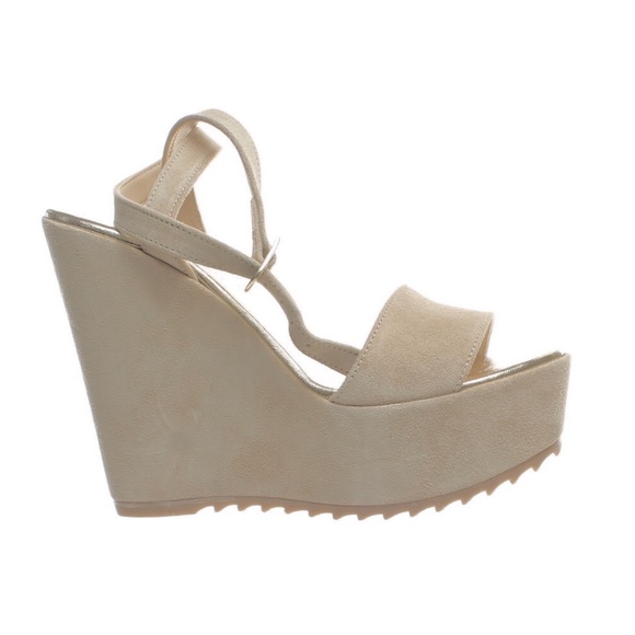 Cordani Made in ITALY Ophelia Nude Beige Suede Wedge Platform Sandals 39 - Picture 4 of 13